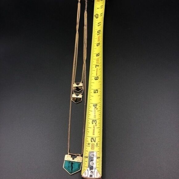 T&J Designed Stone Layered Necklace 18K Gold Plate - Picture 6 of 7